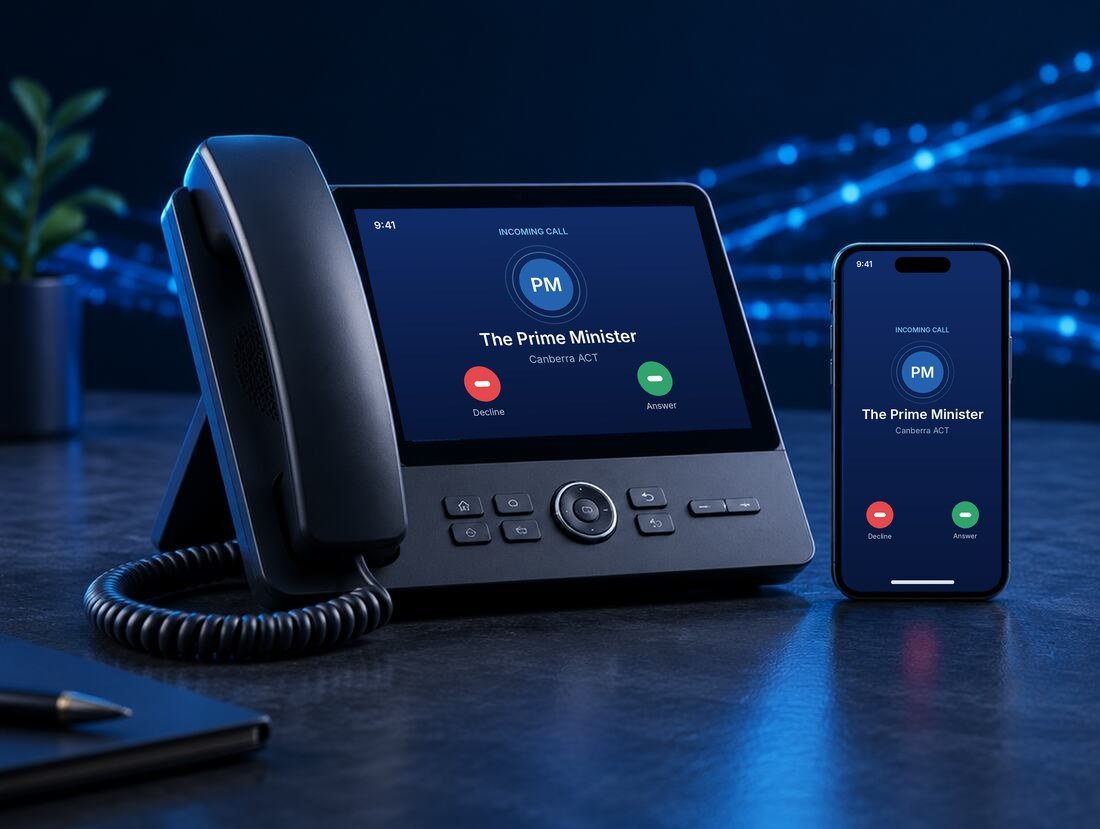 Business desk phone and smartphone